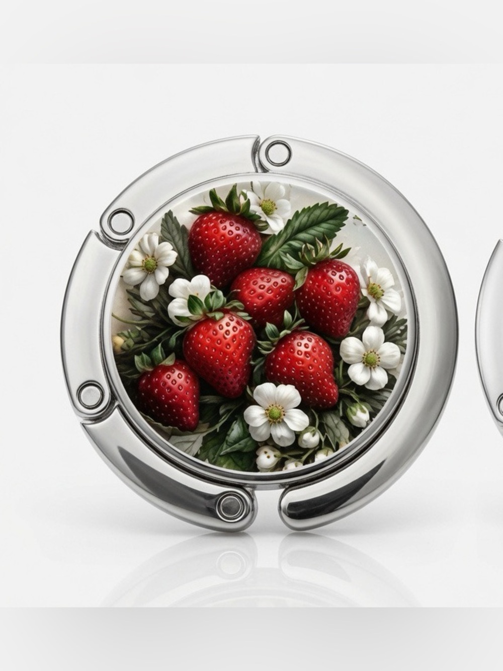 Strawberry floral silver bag hook